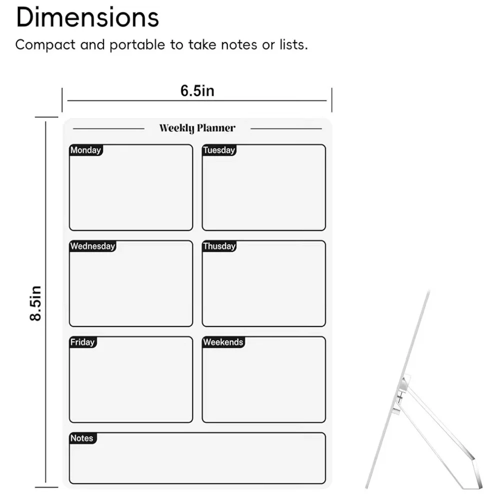 Acrylic Weekly Dry Erase Planner Board with Markers - White